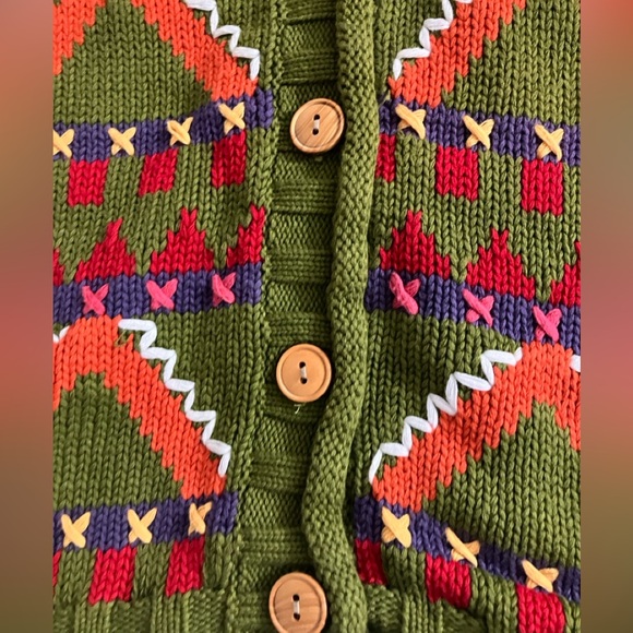 Esprit Vintage Cardigan Sweater 90s Chunky Cotton Wood Buttons - Picture 4 of 9